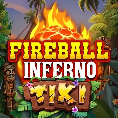 Fireball Inferno Tiki slot logo by NetEnt at Rizzio Casino