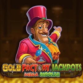 Gold Factory Jackpots Mega Moolah online game logo by Aurum Signature Studios on rizziocasino.eu