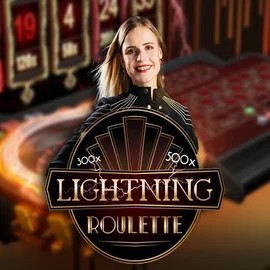 Lightning Roulette slot logo by Evolution at Rizzio Casino