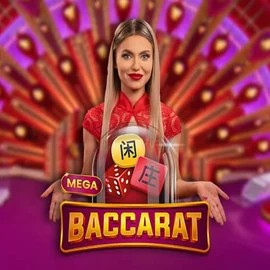 Mega Baccarat slot icon by Pragmatic Play, available at Rizzio Casino