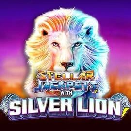 Official Jackpots logo: Stellar Jackpots with Silver Lion by Lightning Box Game at Rizzio Casino